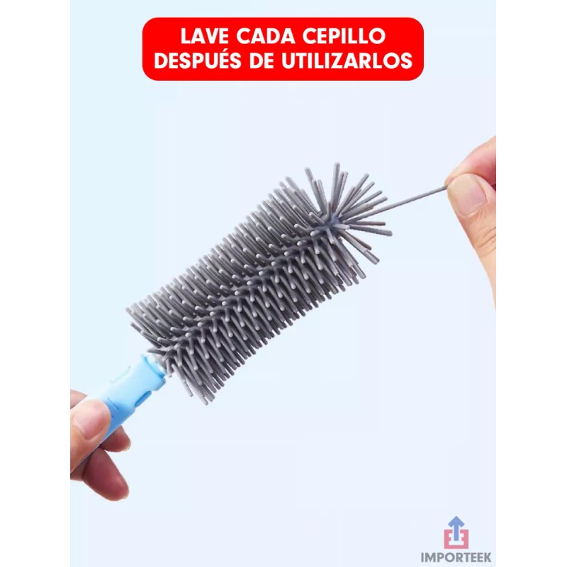 Importeek Cepillos Limpieza Lava Botellas Termos Biberones Cilindros