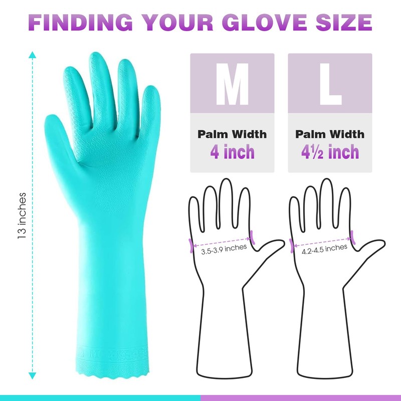 Elgood Reusable Dishwashing Cleaning Gloves with Latex free, Cotton lining,Kitchen