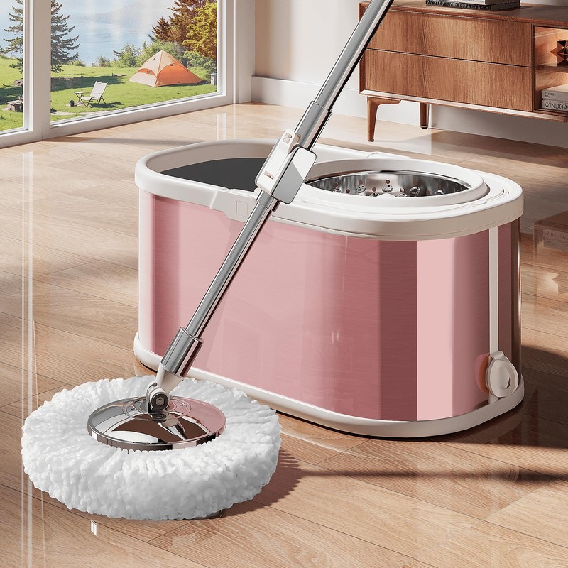SWIFTIRON Spin Mop and Bucket with Wringer Set for Home,360°