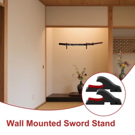 Katana Wooden Wall Mount Sword Holder Wall Mount Samurai Sword Sword Holder Padded with Velvet Padded for Katana Lightsaber Demon Slayer Cosplay Decoration Swords Includes Mounting Kit