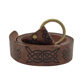 ITODA PU Leather Ring Belt Medieval Embossed Belt Cosplay Viking Battle Belts Celtic Style Retro Knight Costume Belts for Men Women