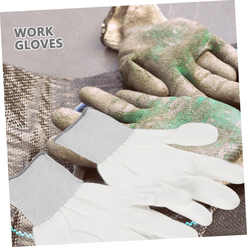 Mobestech 12Pairs PU Coated Gloves Antistatic Nylon Construction Grey Antiskid