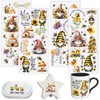 Elewins 4 PCS Watercolor bee Gnomes Cuttable UV DTF Stickers