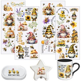 Elewins 4 PCS Watercolor bee Gnomes Cuttable UV DTF Stickers