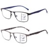 2 Pack Progressive Multifocus Reading Glasses Men - Metal Frame