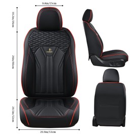 FLORICH Seat Covers for Cars, Waterproof Seat Covers, Leather Car Seat Covers 2 Pack, Universal Seat Cushion Protector for Most Cars Trucks SUV-Black&Red Line
