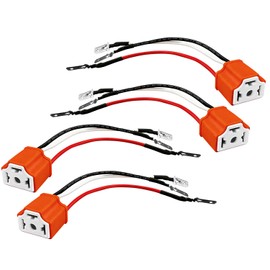 4PCS Headlight Pigtail Connector,Ceramic H4 9003 HB2 Wiring Harness Headlight Socket,Socket Female Plug with 3 Adapter for Fog Light Retrofit Connector,Car Accessories (4 Pcs)