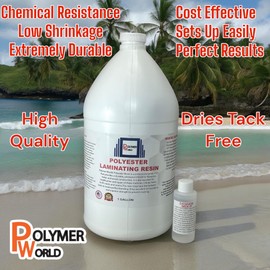 Polymer World- Polyester Resin 1-10 Gallon Kit with MEKP for Boats, Cars, Surfboard, RV, Pools,Canoes, Jetskis, Watercrafts (1, 1 Gallon)