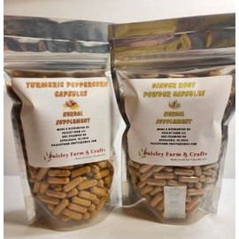 Turmeric Capsule & Ginger Root Capsule Value Pack Combo 300 Each! General Wellness Herbal Supplement Fresh On Demand!