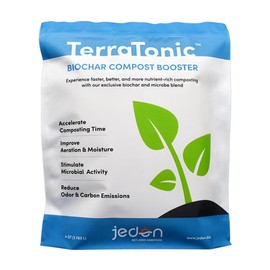 TerraTonic Biochar Compost Booster: Wood Biochar with Microorganisms for Faster Composting & Healthier Soil. Controls Odor & Flies. 4QT (Covers Up to 133QT Compost Feedstock)