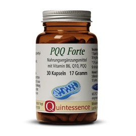 Quintessence PQQ Forte 30 Capsules - High Dose: 20 mg per Daily Dose - Brand Raw Material MGCPQQ - Combined with Vitamin B6 and Ubiquinol by Kaneka - Vegan - Produced in Austria