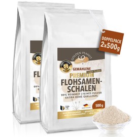 GOLDEN PEANUT Flohsamenschalen Pulver 99% 2 x 500 g Psyllium fein gemahlen ohne Zusätze glutenfrei ideale Backzutat