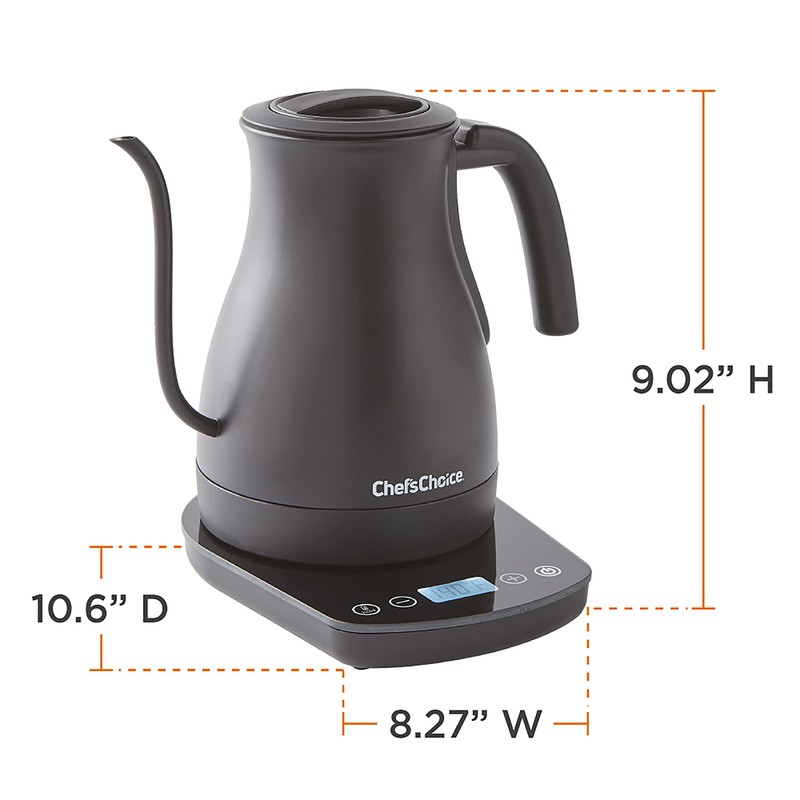 Chef'sChoice Electric Kettle Gooseneck Style Perfect for Pour-Overs Stainless Steel