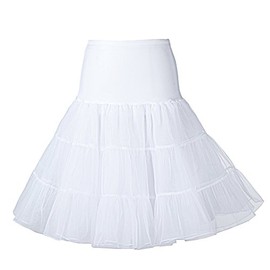Boolavard 50's Vintage Rockabilly Petticoat Skirt, 18" Short / 26" Knee Length White