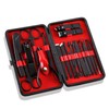 18PCS Nail Clippers Set Black Stainless Steel Portable High Strength