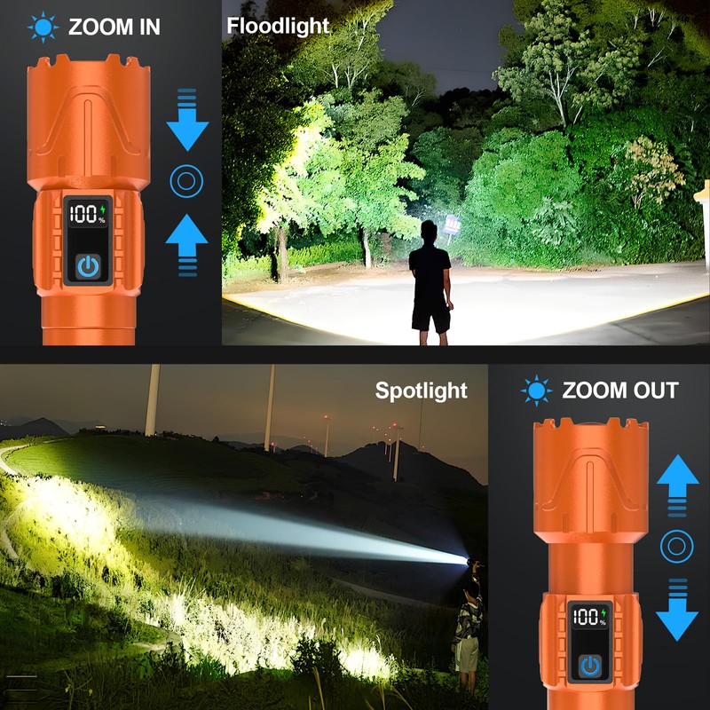 Rechargeable Flashlights High Lumens - Super Bright LED Tactical Flash