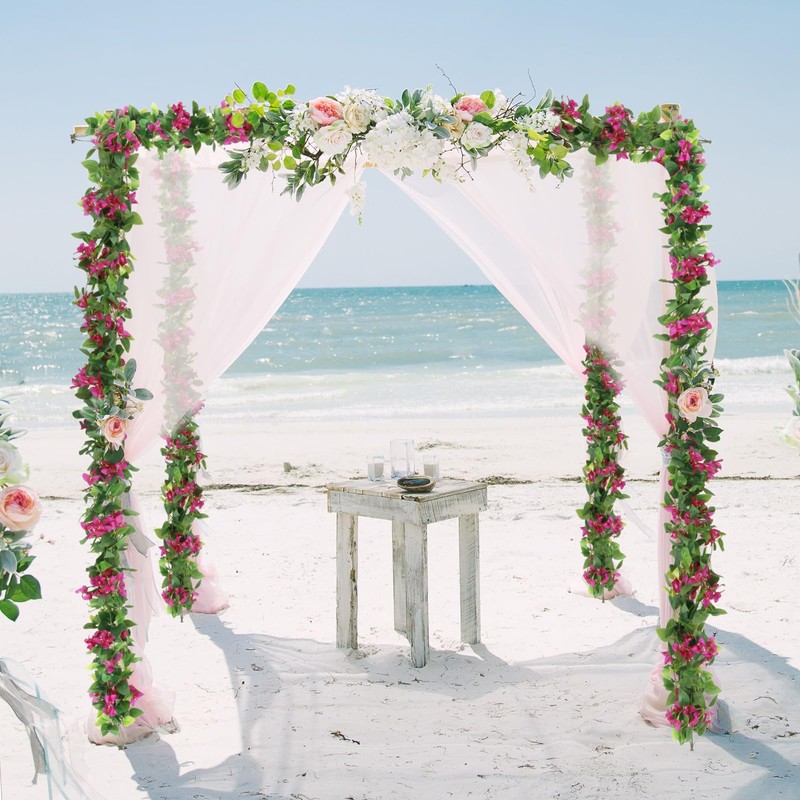 Fqueelvys 6PCS 7.55FT Artificial Bougainvillea Flowers Garland Faux Bougainvillea Silk