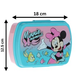Minnie Mouse Kids Pink Lunch Box BPA-Free Plastic Food Container Leak Proof Sandwich Boxes Kid Sports Camping Nursery Traveling Meal Prep Containers Airtight Fridge/Freezer - 18cm