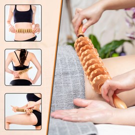 Wood Therapy Massage Tools 3 in 1, Wooden Massage Roller, Lymphatic Drainage Massager, Cellulite Massager Tool, Maderoterapia Kit, Wooden Body Sculpting Tool for Remover Cellulite, Relax Muscles
