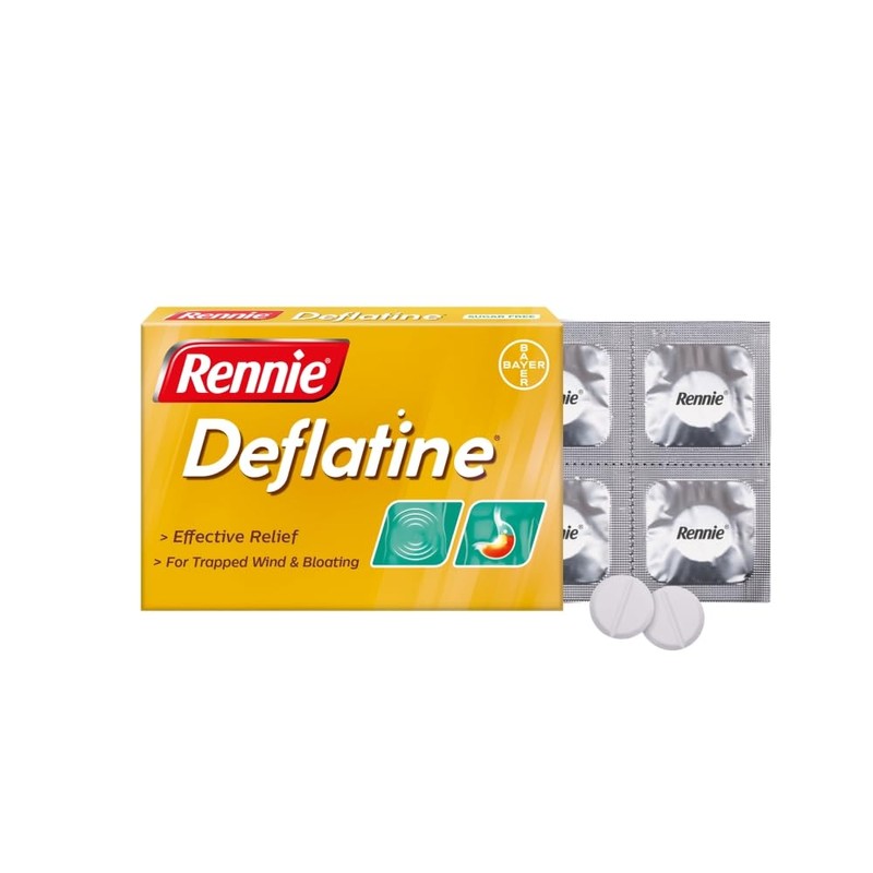 Rennie Deflatine, Trapped Wind and Bloating Tablets, Fast and Effective