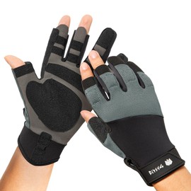 FitsT4 Sports Sailing Gloves 3-Finger Water Resistant Moisture Wicking Kayak Paddling Gloves for Waterski Jet Ski Men Women,Grey,L