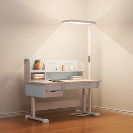 TACAHE Eye Care Reading Floor Lamp - 4000K Full Spectrum Neutral White LED - Multiple Diffuse Reflections - Dimmable Touchscreen Panel - Aluminum Standing Lamp for Office - 8200 Lumen - 100W - White