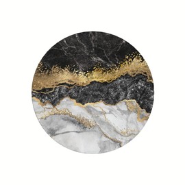 Vibiliyou Sets of 6 Round Absorbent Ceramic Stone Coasters with Metal Holder Stand,Coasters for Drinks,Featuring Cork Base for Protection on Wooden Tables,Available in Black and White Marble