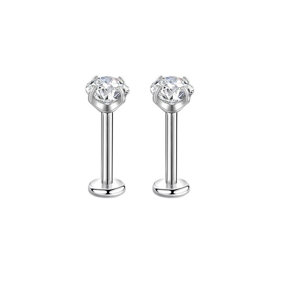 Candyfancy 16G G23 Titanium 2.5/3/4/5mm Cubic Zirconia 6/7/8/9/10/11/12mm Bar Internally