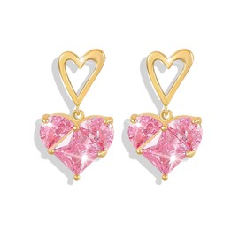 Pink Heart Earrings Valentine Earrings for Women Valentines Day Gifts for Her Valentines Dress Shirts Outfits Accessories Pink Stuff Jewelry Gifts