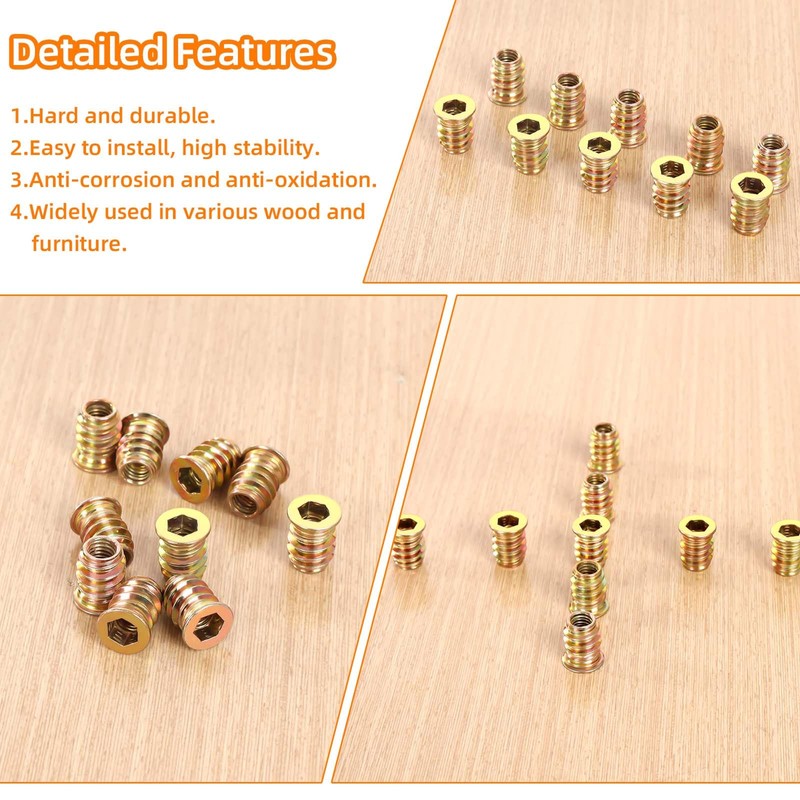 1/4-20 x 20mm Wood Inserts Bolt Furniture Screw in Nut