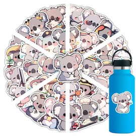 Koala Stickers 54 Pcs Vinyl Cute Animals Sticker for Laptop Water Bottle Skateboard Luggage Computer Car Bike Scrapbook Bumper Guitar,Waterproof Funny Cartoon Decals for Adults Teens
