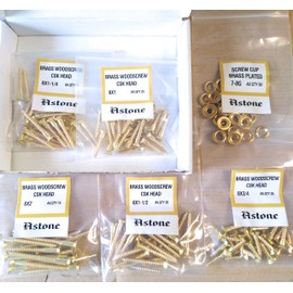 Astone Brass Screws assortments (110 Screws 8 x ¾'', 1'', 1¼'', 1½'', 2'')