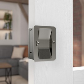 Richelieu Hardware 1700ANPSBC Onward Pocket Door Pull, Passage Lock, 3 1/4 in (82 mm), Rectangular, Antique Nickel