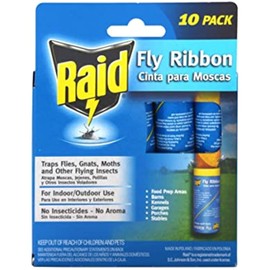 Raid Fly Ribbon Trap 10-Pack Flying Insect Tape Paper Catch Capture Kill Flies