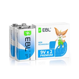 EBL 9V Batteries 2-Pack, Reliable Long Lasting Alkaline 9V Battery for Household Device with 7 Year Shelf Life