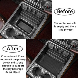 TACOBRO Center Console Organizer Compartment Cover Compatible with 2014-2018 Sierra/Silverado 1500 Accessories 2015-2019 Silverado/Sierra 2500 3500HD Insert Secret Pocket Lid Hidden Tray, Black