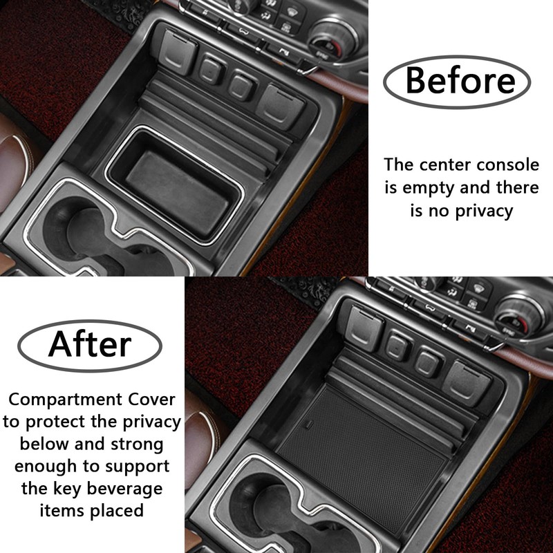 TACOBRO Center Console Organizer Compartment Cover Compatible with 2014-2018 Sierra/Silverado