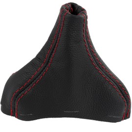 AERZETIX - C64144 - Gear Stick Gaiter Made of Genuine Black Leather - Compatible with Volvo XC90 2002-2014 Automatic Transmission Versions - Black with Red Stitching