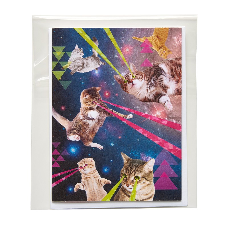 American Greetings Funny Blank Card (Outer Space Laser Cats)