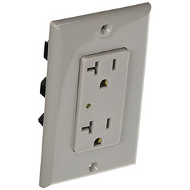 Leviton 5380-GY 20 Amp, 125 Volt, Decora Plus Duplex Surge Suppressor Receptacle, Straight Blade, Industrial Grade, Surge with Indicator Light, Gray