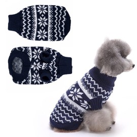Pullover Hund Weihnachten,Hundepullover Kleine Hunde Weihnachten,Hund Weihnachtspullover,Hunde Weihnachts Pulli,Weihnachtspullover Kleiner Hund,Strickpullover für Hunde (M-Blau)