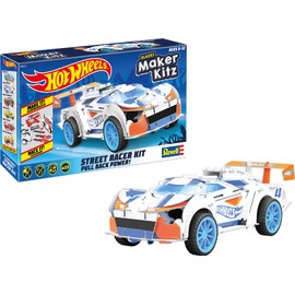 Revell 50310 Mach Speeder Toy Car 1:32 with Jumping Jump Hot Wheels Maker Fawn Assemble and Drive, with Pull Back Motor, White/Orange