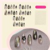 30Pcs Black French Tip Press on Nails Medium Gold Star