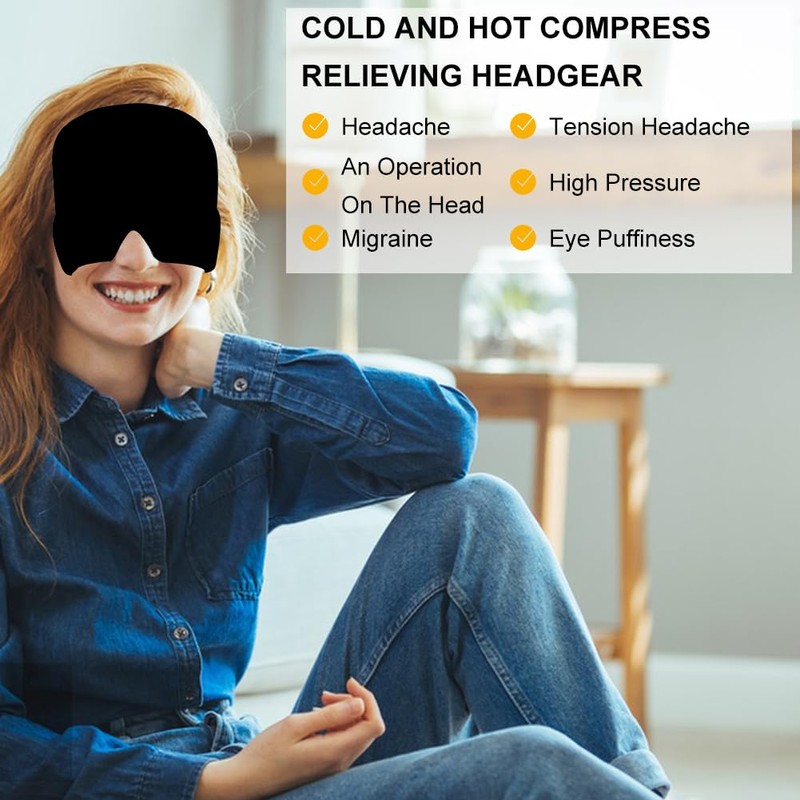 Migräne Maske,Migräne Kühlmaske,Kühlmaske Migräne,Schlafmaske kühlend,Migräne Mütze,Kopfschmerzen Mask,Migraine Relief Cap,für Linderung