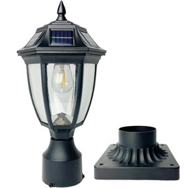 Jalarox Solar Post Lamp Lights, Dusk to Dawn Post Light with Pier Mount Base, Outdoor Waterproof Solar Motion Sensor Lights for Garden Yard Landscape Pole Pillar