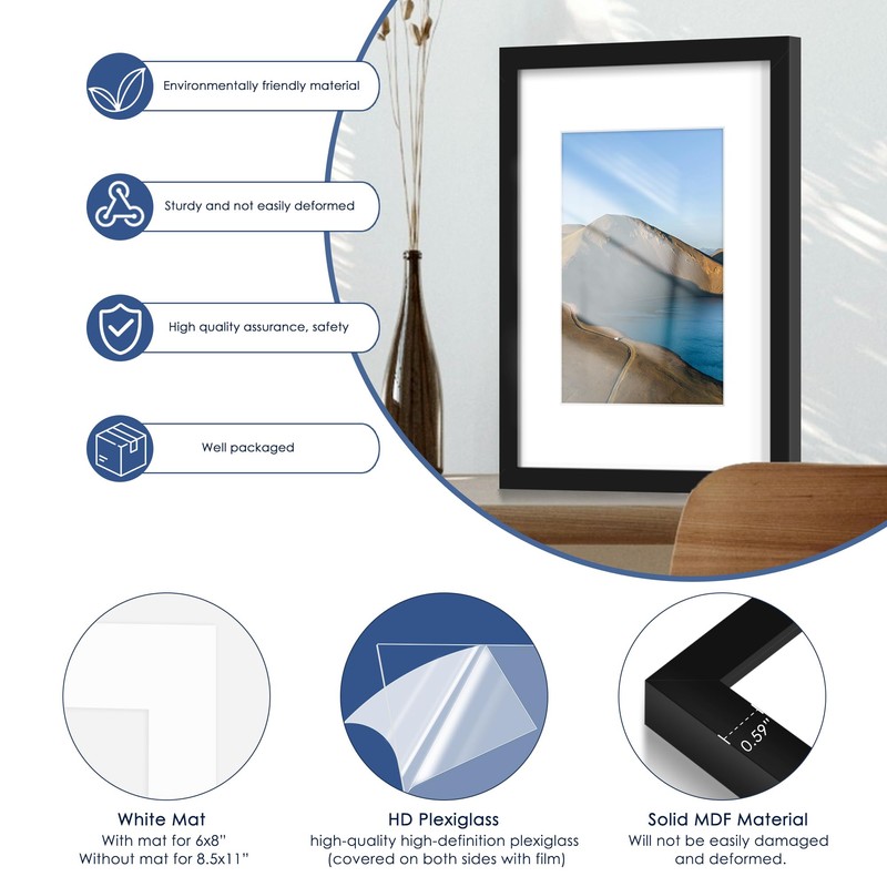 PEALSN 11x17 Picture Frame, Display Pictures 8 x 12 with