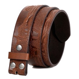 WHIPPY Western Belts for Men without Buckle Cowboy Belt Western Leather Belt Strap for Men Women Vintage Belt for Jeans, Coffee, S