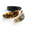 VINGTAINE H7573-BE- Tortoise Shell Style Barrette, Wide Oval Hair Clip,