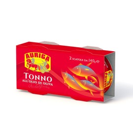 Tonno Auriga 140gr all'olio di oliva. Confezione da 2 lattine.Fonte di Proteine.Senza conservanti.