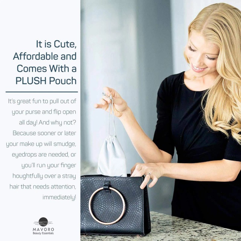 Mavoro Magnifying Compact Mirror for Purses 1x/10x Magnification â€“ Double